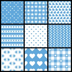9 Different Seamless Pattern Hearts Blue/White © Jan Engel