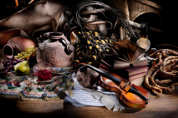 Still Life Wit Violin And Books