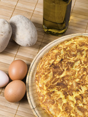 Spanish tortilla with eggs, olive oil and potatoes