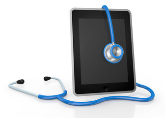 tablet pc and stethoscope