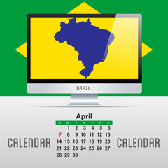 Calendar. With map of countries