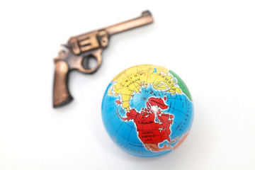 Crime world-Globe and gun