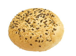 bun with sesame seeds and flax