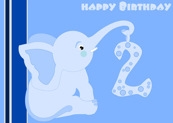 2nd Birthday - little blue elephant