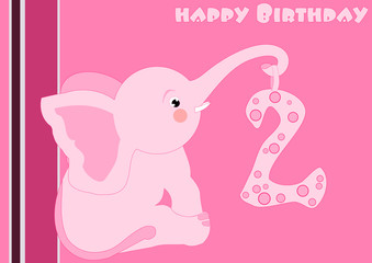 Birthday - little pink elephant