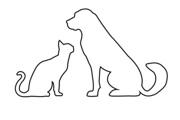 Silhouettes of dog and cat isolated on white - 41688255