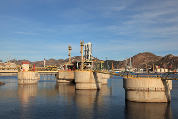 Oil refinery industrial facilities at the coast
