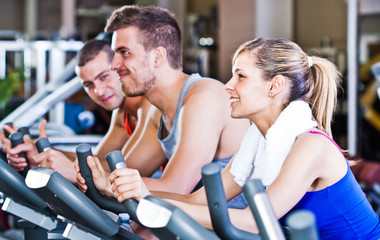 Fototapeta premium Group of people training in a fitness club