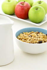healthy granola and fresh fruits