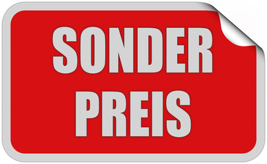 Sticker rot eckig curl oben SONDERSPREIS