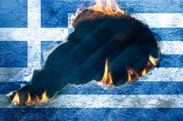 Brennende Griechenland-Flagge
