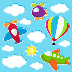 sky with air transport stickers