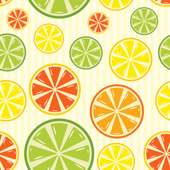 seamless background with lemon, lime, orange and grapefruit