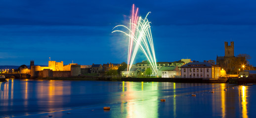 Fireworks over King John Castle in Limerick, Ireland