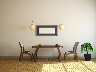 Table and two chairs