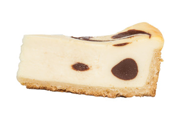 cheesecake with chocolate sauce.