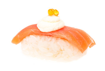 Salmon sushi on a White background