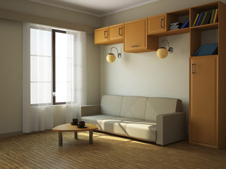 The interior of the room