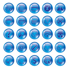 Glossy blue icon set for web