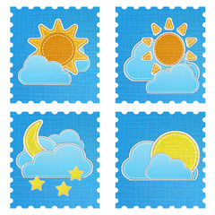 weather forecast icon in fabric style .