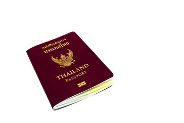 Thailand passport isolated on white background