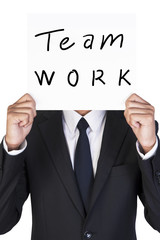 Businessman holding paper