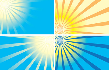 vector color backgrounds with rays - set