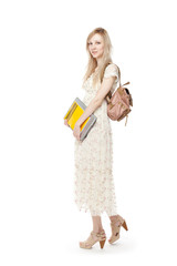 Young smiling student woman. Portrait of beautiful woman.