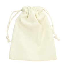 isolated purse string cotton bag on white background