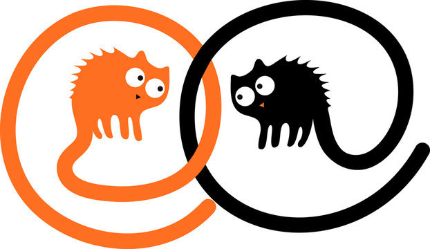 Two angry cartoon cats