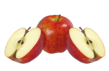 three red apples isolated on white