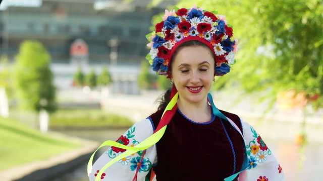 Portrait of Ukrainian girls in traditional dress. Euro-2012.