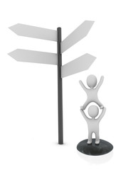 3d persons and signboard