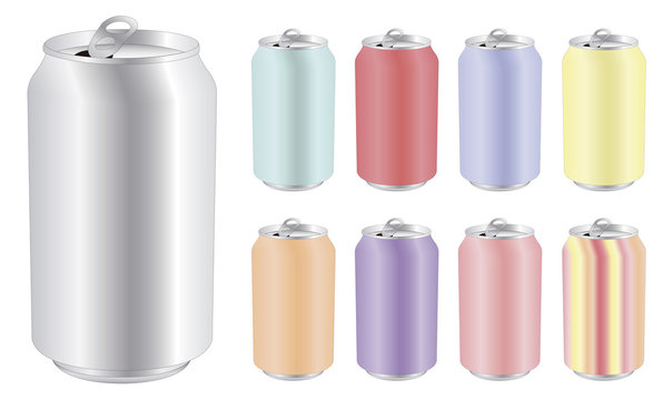 blank drink can in differents colors