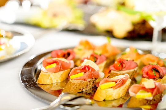 Catering canapes tray food details appetizers