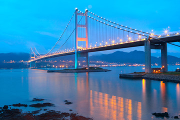 Fototapeta na wymiar Tsing Ma Bridge Sunset