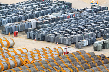 cable roll and transformer on the floor
