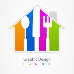 Graphic design kitchen logo icon.