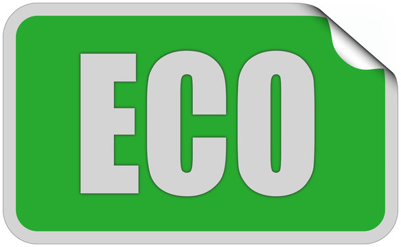 Sticker gr&uuml;n eckig curl oben ECO
