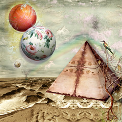 Surreal landscape with pyramid © Rosario Rizzo