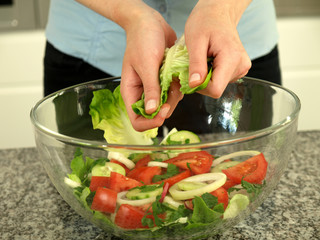Preparing salad