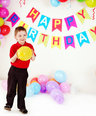 Fototapeta na wymiar Child birthday party with boy.