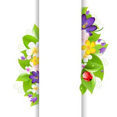 Fototapeta premium Flowers And Ladybug With Paper