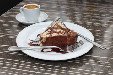 Cake and coffee artistically decorated