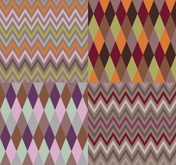 Set of argyle and chevron patterns