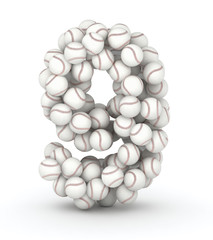 Number  9, baseball balls font