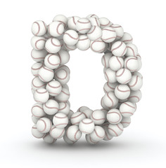 Letter D, baseball balls font