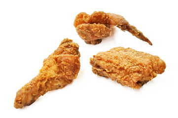 Set of fried chicken  isolated on white background