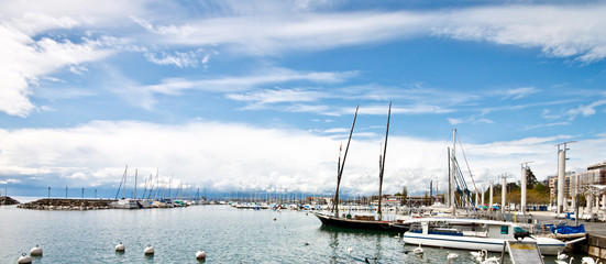 sailboat at Ouchy port, Lausanne, Switzerland