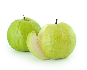 Guavas on white background
